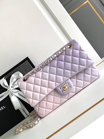 Chanel Flap Bag Lambskin Light Purple Size 25.5 cm
