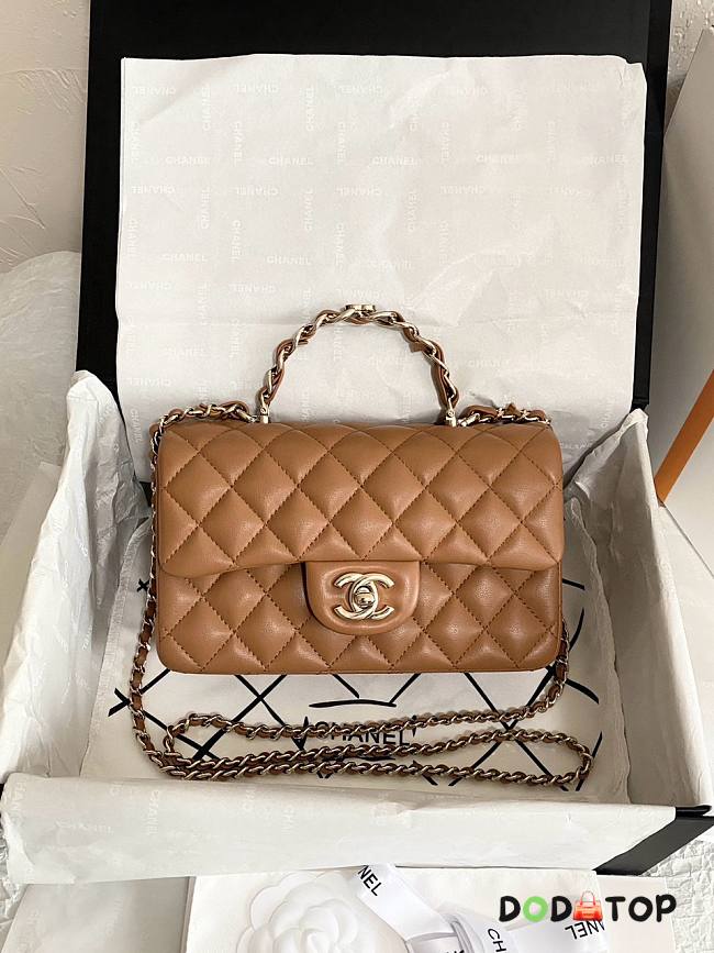 Chanel Flap Handle Bag Mini Brown Size 20 x 6.5 x 12 cm - 1