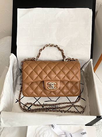 Chanel Flap Handle Bag Mini Brown Size 20 x 6.5 x 12 cm