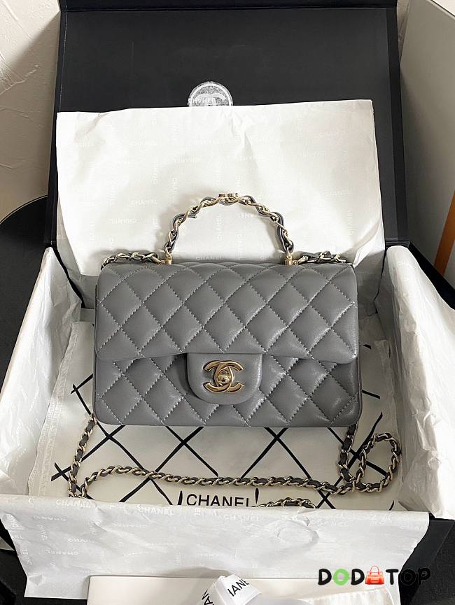 Chanel Flap Handle Bag Mini Grey Size 20 x 6.5 x 12 cm - 1