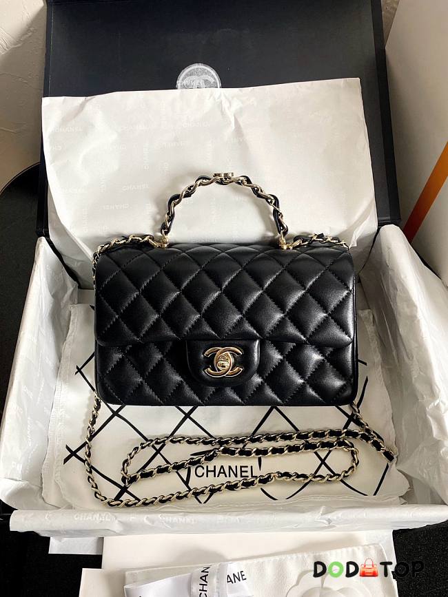 Chanel Flap Handle Bag Mini Black Size 20 x 6.5 x 12 cm - 1