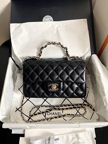Chanel Flap Handle Bag Mini Black Size 20 x 6.5 x 12 cm