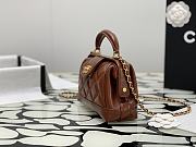 Chanel Mini Brown Shiny Lambskin Top Handle Size 12 x 18 x 7 cm - 6