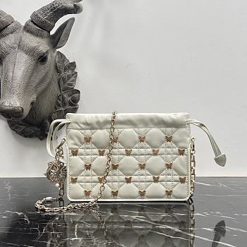 Dior Mini Bag White Cannage Lambskin Size 19 × 13 × 5 cm