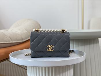 Chanel Pearl Handle Bag Gray Size 19.5 x 12.5 x 6 cm