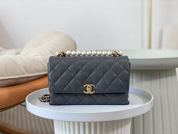 Chanel Pearl Handle Bag Gray Size 23.5 × 6.5 × 13.5 cm