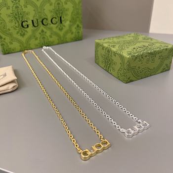 Gucci Necklace With Gucci Script Pendant Silver/Gold