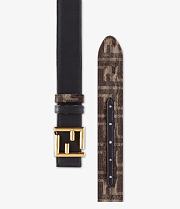 Fendi FF Belt Black Leather And FF Fabric Reversible Belt 35mm - 3