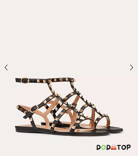 Valentino Rockstud Flat Calfskin Sandal With Straps  - 1