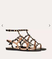 Valentino Rockstud Flat Calfskin Sandal With Straps  - 1