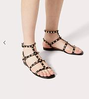 Valentino Rockstud Flat Calfskin Sandal With Straps  - 4