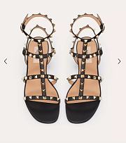 Valentino Rockstud Flat Calfskin Sandal With Straps  - 3