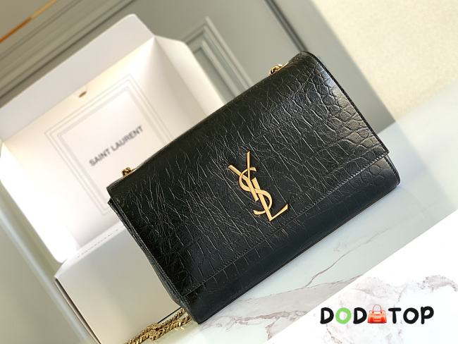 YSL Reversible Suede & Crocodile Leather Black Size 28.5 x 20 x 6 cm - 1