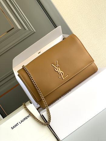 YSL Reversible Suede & Plain Leather Brown Size 28.5 x 20 x 6 cm