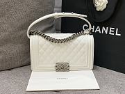 Chanel Boybag White Caviar Silver Hardware Size 25 cm - 1