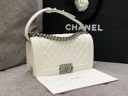 Chanel Boybag White Caviar Silver Hardware Size 25 cm - 4