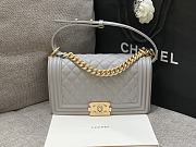 Chanel Boybag Grey Gold Hardware Caviar Leather Size 25 cm - 1