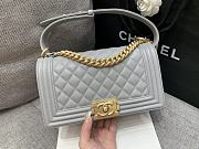 Chanel Boybag Grey Gold Hardware Caviar Leather Size 25 cm - 3