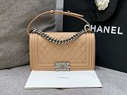 Chanel Boybag Beige Silver Hardware Caviar Leather Size 25 cm - 1