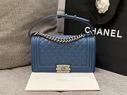 Chanel Boybag Dark Blue Gold Hardware Caviar Leather Size 25 cm - 1