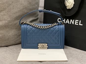 Chanel Boybag Dark Blue Gold Hardware Caviar Leather Size 25 cm