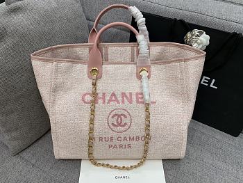 Chanel Canvas Shopping Pink Bag Size 38 cm
