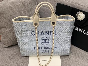 Chanel Canvas Shopping Denim Bag Size 38 cm