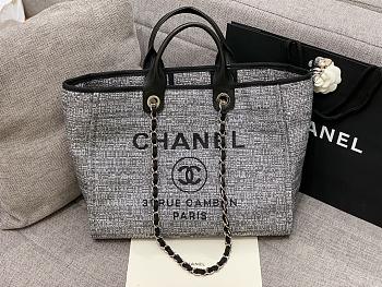 Chanel Canvas Shopping Dark Denim Bag Size 38 cm