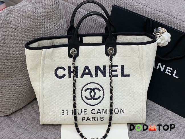 Chanel Canvas Shopping White Bag Size 38 cm - 1