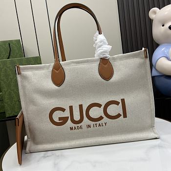 Gucci Printed Medium Tote Bag Brown Size 41.5 x 29 x 18.5 cm