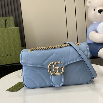 Gucci GG Marmont Small Shoulder Bag Blue Size 26 x 15 x 7 cm