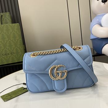 Gucci GG Marmont Mini Shoulder Bag Blue Size 22 x 13 x 6 cm