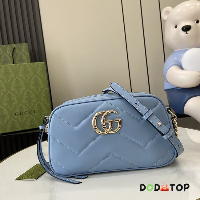 Gucci GG Marmont Shoulder Bag Matelasse Leather Small Blue Size 13 x 24 x 7 cm - 1