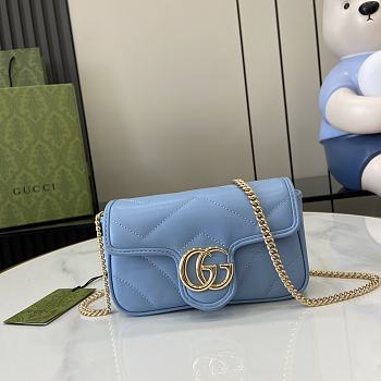 Gucci GG Marmont Super Mini Handbag Blue Size 16.5 x 4.5 x 10 cm