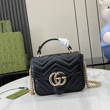 Gucci GG Marmont Mini Top Handle Bag In Black Leather Size 7 x 13 x 6 cm