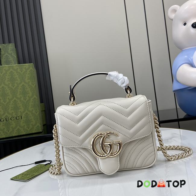 Gucci GG Marmont Mini Top Handle Bag In White Leather Size 7 x 13 x 6 cm - 1