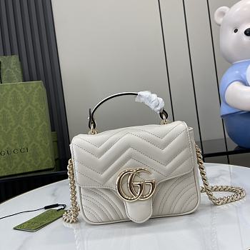 Gucci GG Marmont Mini Top Handle Bag In White Leather Size 7 x 13 x 6 cm