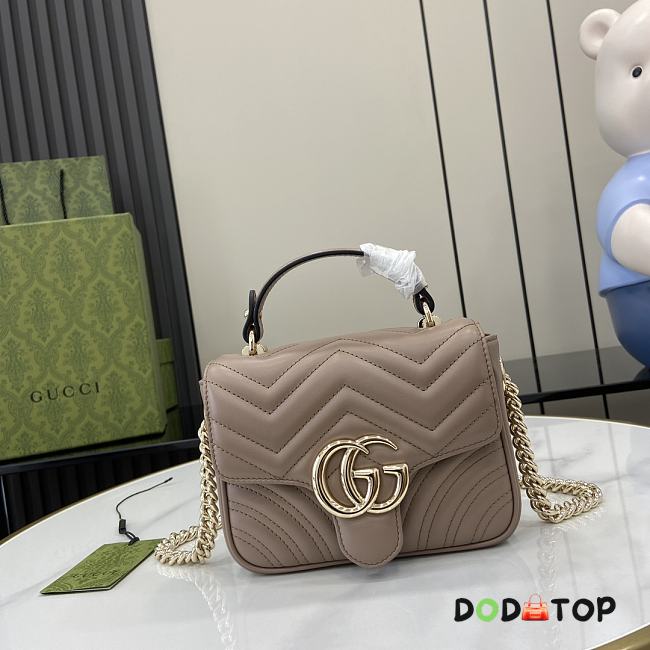 Gucci GG Marmont Mini Top Handle Bag In Milk Tea Leather Size 7 x 13 x 6 cm - 1