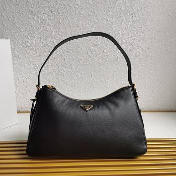 Prada Aimée Large Leather Shoulder Bag Black Size 39 x 24 x 11.5 cm