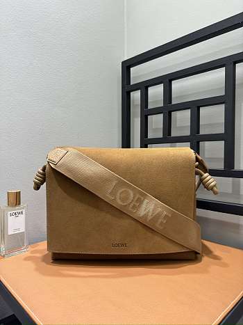 Loewe Flamenco Leather Trimmed Suede Messenger Bag Size 34 x 12 x 24 cm