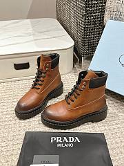 Prada Thick-soled Retro Color-brushed Martin Short Boots Black/Brown - 1