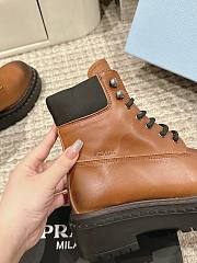 Prada Thick-soled Retro Color-brushed Martin Short Boots Black/Brown - 5