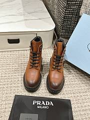 Prada Thick-soled Retro Color-brushed Martin Short Boots Black/Brown - 4