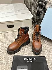 Prada Thick-soled Retro Color-brushed Martin Short Boots Black/Brown - 2