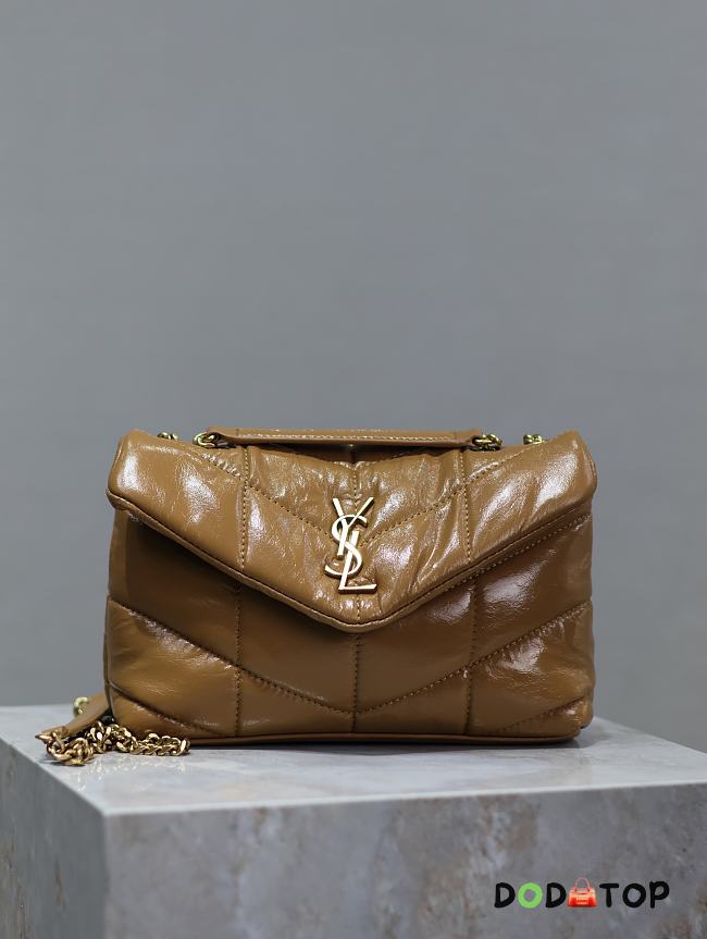 YSL Loulou Puffer Mini Brown Bag Size 23 × 15.5 × 8.5 cm - 1