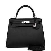 Hermes Kelly Black Epsom Silver Hardware Size 28 cm - 1