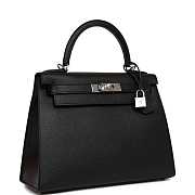 Hermes Kelly Black Epsom Silver Hardware Size 28 cm - 4