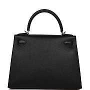 Hermes Kelly Black Epsom Silver Hardware Size 28 cm - 2