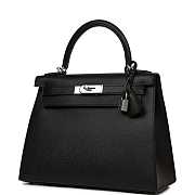 Hermes Kelly Black Epsom Silver Hardware Size 28 cm - 3