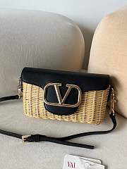 Valentino Locò Raffia Shoulder Bag Black Size 22 x 9 x 17 cm - 1